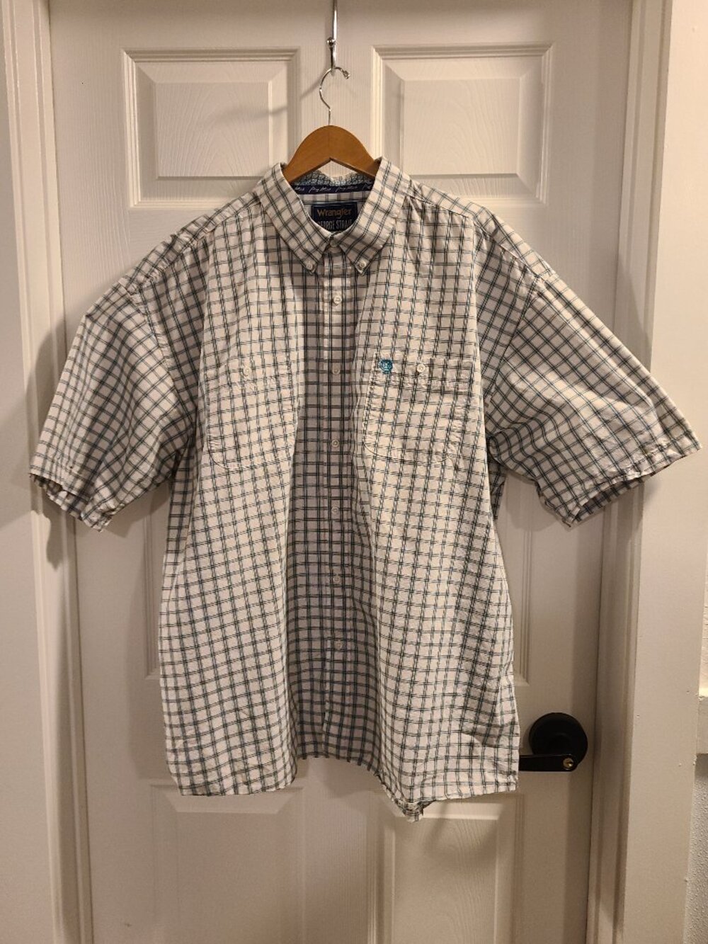 Mens Wrangler George Strait Collection S/S Plaid Shirt Size: 4XL Blue Yellow